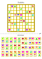 Jeu de sudoku à imprimer avec découpage des cartes à coller