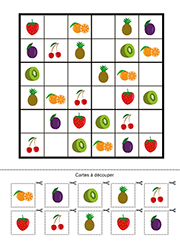 Jeu de sudoku à imprimer, les fruits