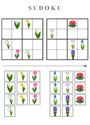 Jeu d'observation et logique, le sudoku des fleurs du printemps