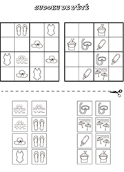 Jeu de sudoku pour enfants de maternelle, l'été