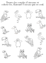 Jeu d'observation à imprimer enfants de 4 ans et plus, l'oiseau seul
