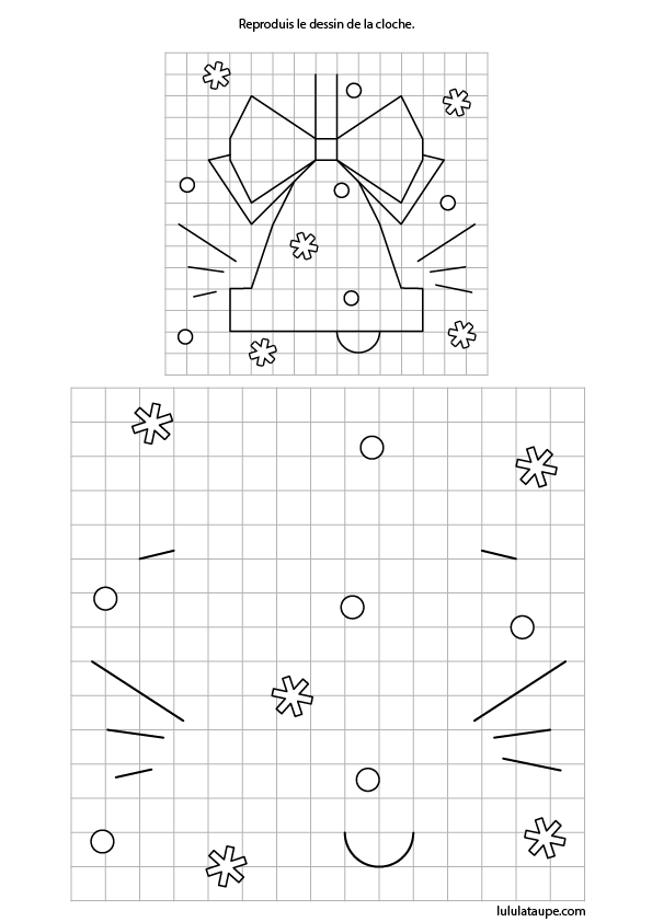 Dessin sur quadrillage, une cloche