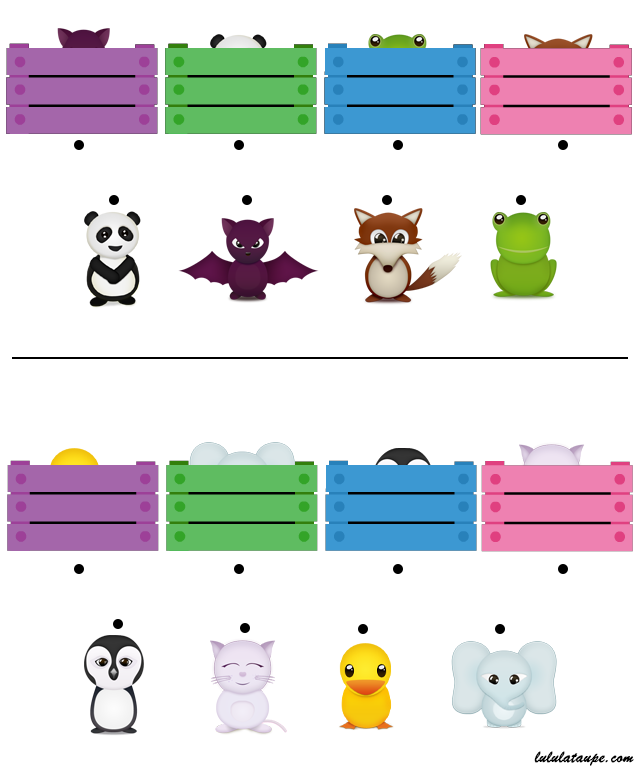 Exercice ludique pour enfants de maternelle, MS : les animaux cachés