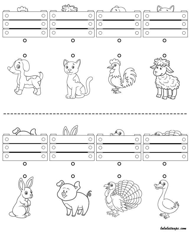 Exercice à imprimer gratuitement en noir et blanc, les animaux cachés