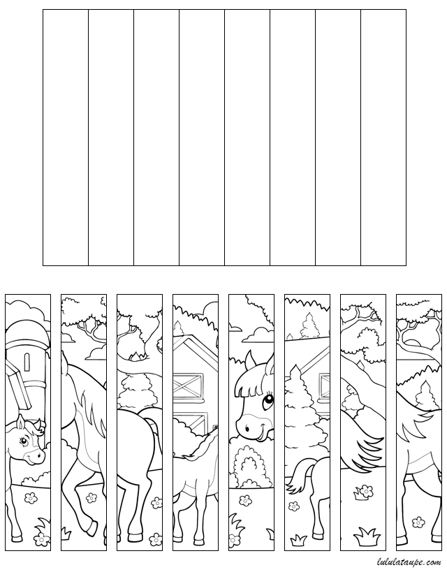 Jeu de puzzle à imprimer, les chevaux à la ferme