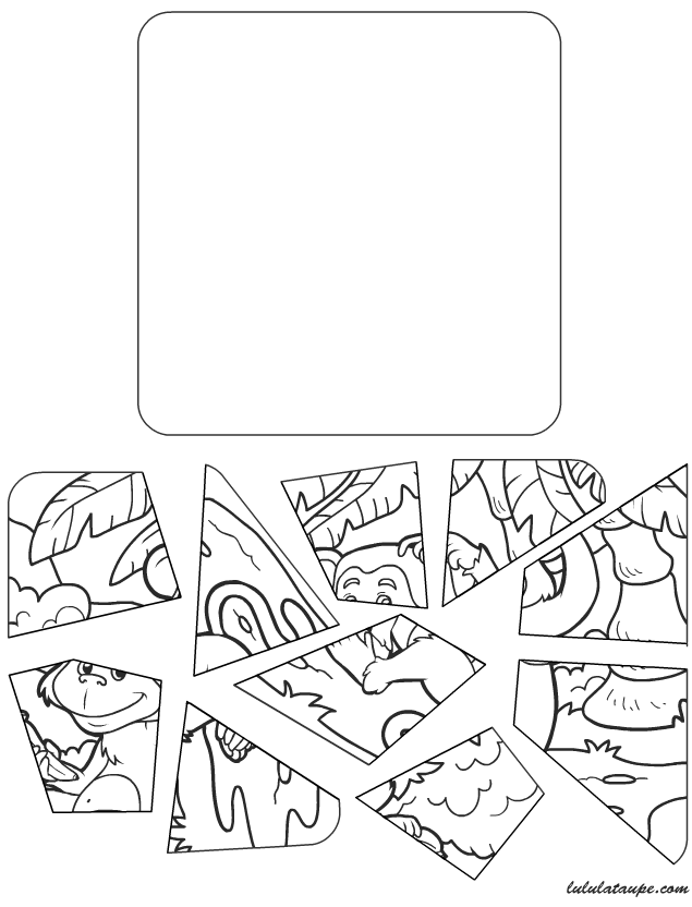 Jeu de puzzle à imprimer, un singe