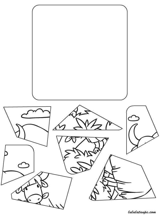 Jeu de puzzle à imprimer, un yak