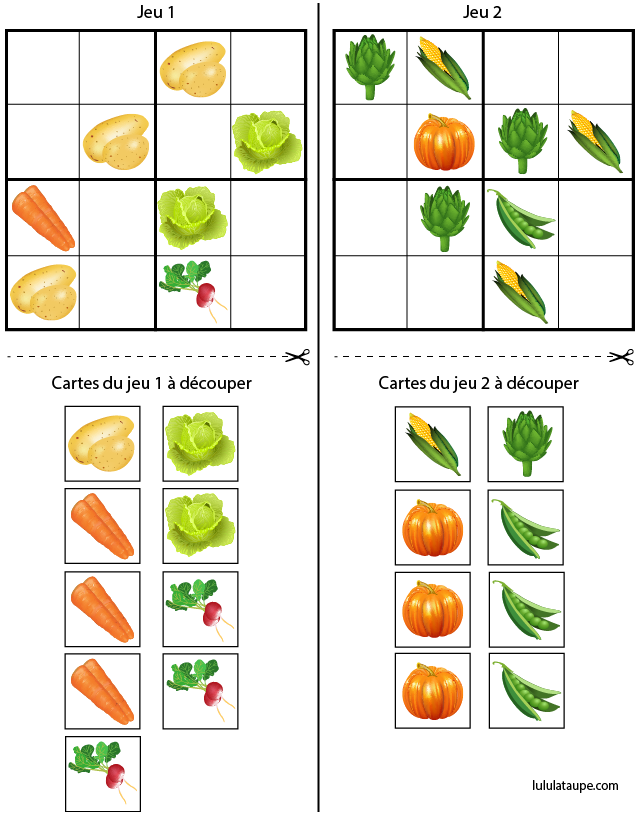 Jeu de sudoku à imprimer gratuitement, maternelle MS et GS