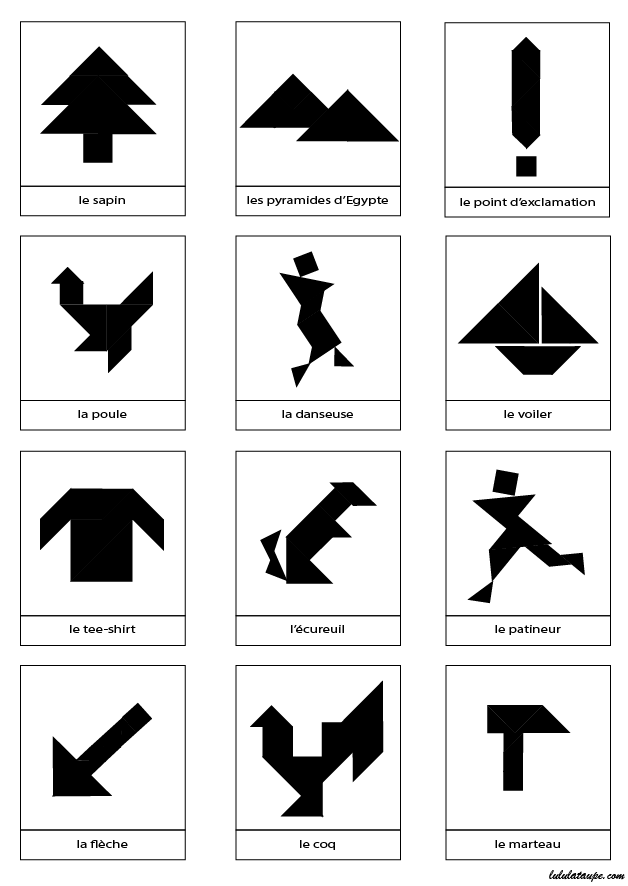 Page de dessins à réaliser avec jeu Tangram