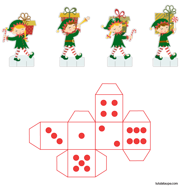 Jeu de mémoire à imprimer Les lutins et le dé à découper gratuitement