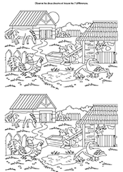 Jeu gratuit des 7 erreurs à imprimer avec réponses, la ferme et les animaux