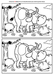 Jeu gratuit des 7 erreurs à imprimer avec réponses, la ferme et les animaux