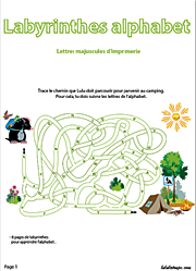Jeu de labyrinthe pour apprendre l'alphabet
