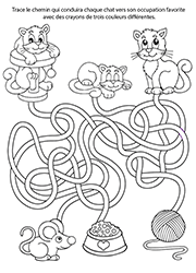 Labyrinthe gratuit à imprimer, les chats Jeu de labyrinthe gratuit à imprimer, les chats