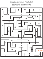 Jeu de labyrinthe-alphabet, enfants de 4 ans et plus
