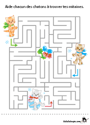 Jeu de labyrinthe avec solution, enfants des classes de maternelle