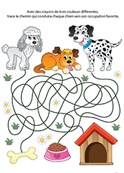 Jeu de labyrinthe gratuit à imprimer, les chiens