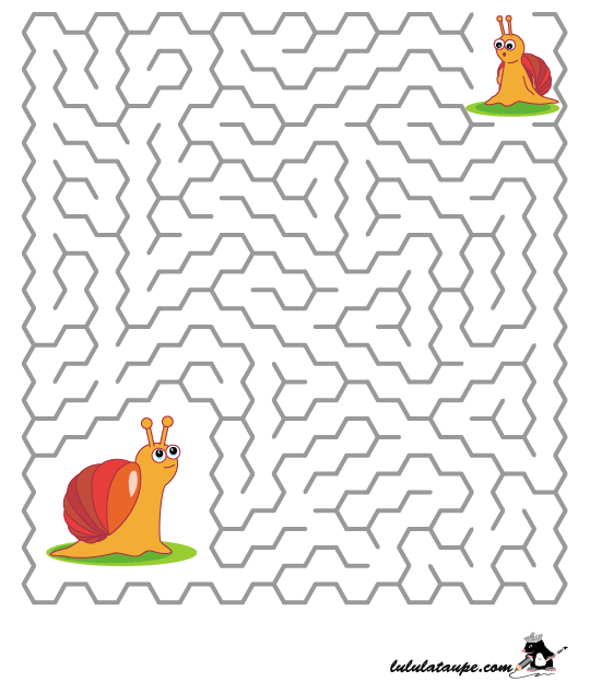 Labyrinthe gratuit à imprimer, les escargots
