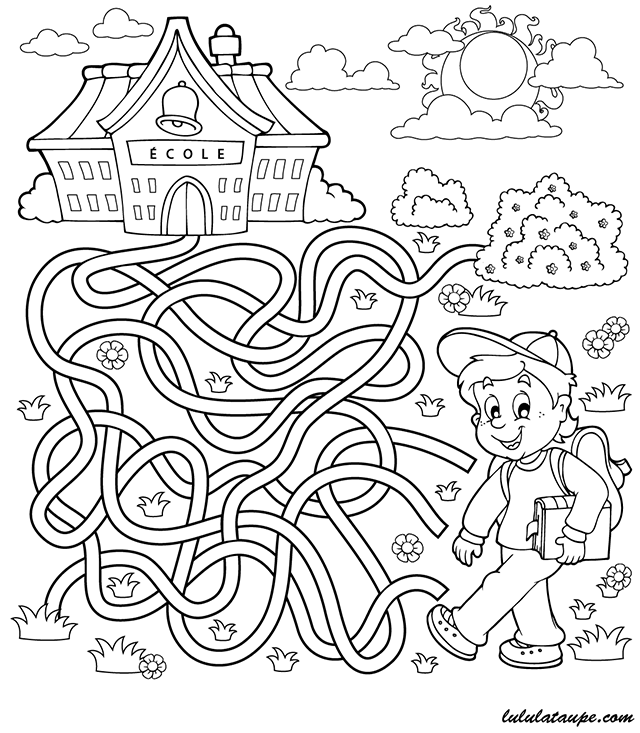 Labyrinthe gratuit à imprimer, le chemin de l'école