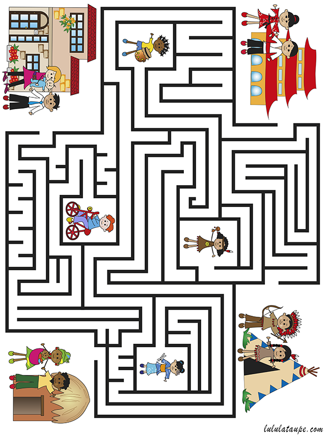 Jeu de labyrinthe à imprimer, les enfants du monde
