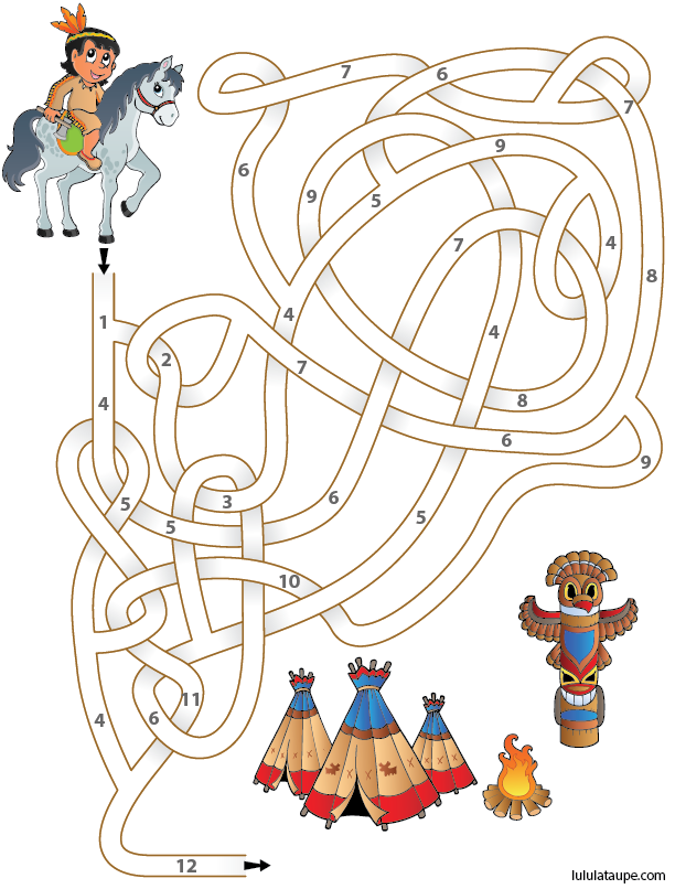 Jeu de labyrinthe à imprimer pour apprendre à compter
