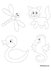 Dessins en pointillés pour s'entraîner à l'écriture