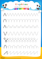 Graphisme pour enfants de maternelle, les traits, obliques, vagues, boucles