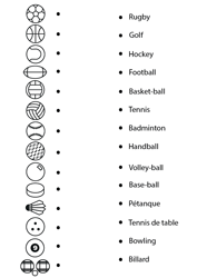 Exercice ludique à imprimer, les sports et ballons