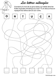 Jeu de lettres à imprimer, les lettres mélangées