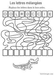 Jeu de lettres à imprimer, les lettres mélangées