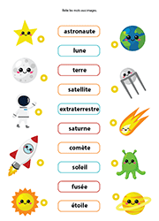 Exercices gratuits à imprimer, thème de l'espace