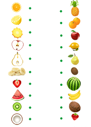 Exercice ludique à imprimer, associer intérieur et extérieur des fruits 