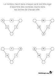 Jeu de chiffres à imprimer, les triangles arithmétiques, additions