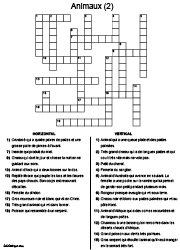 Grille de mots croisés à imprimer, CE2, CM1, thème les animaux