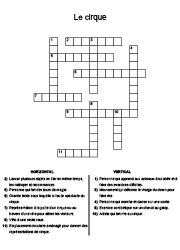 Mots croisés à imprimer, CE2, CM1, le cirque