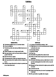 Grille de mots croisés à imprimer, CE2, CM1, thème la météo