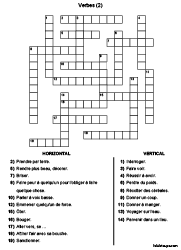 Grille de mots croisés à imprimer, CM1 et CM2, thème les verbes