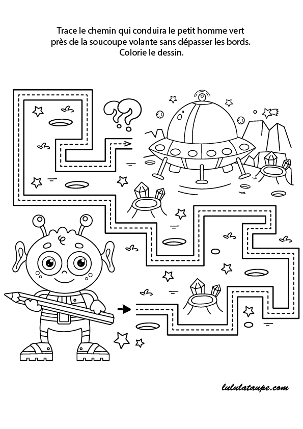 Fiche de graphisme, maternelle PS, la soucoupe volante