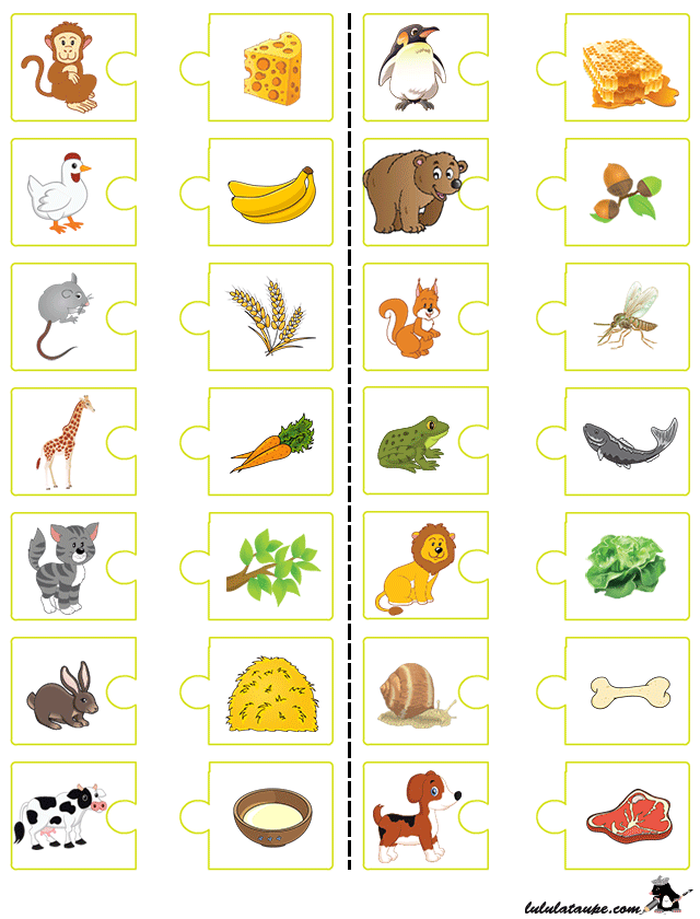 Jeu éducatif à imprimer, qui mange quoi ?