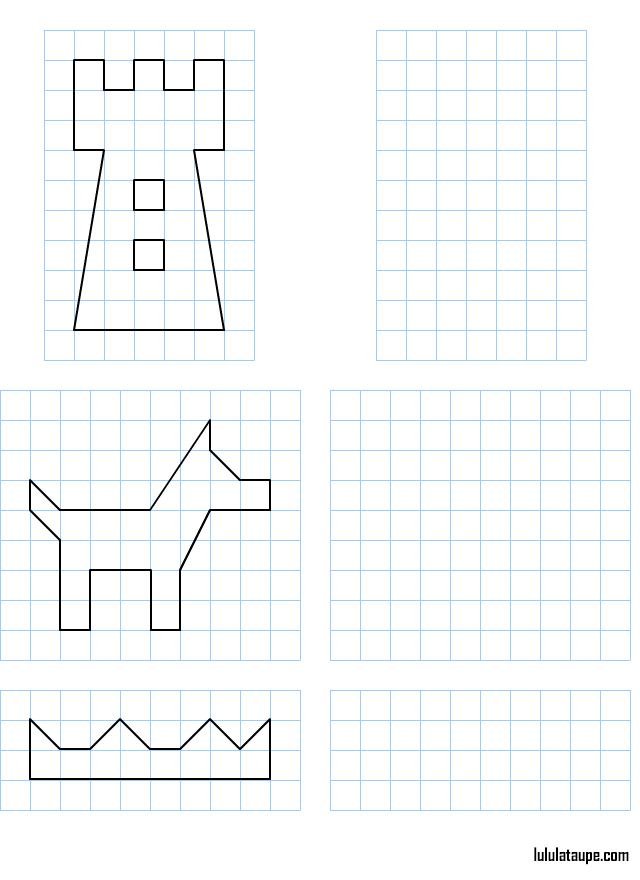 Dessins simples à reproduire sur quadrillage, CP