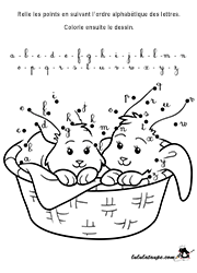 Points à relier, les lettres de l'alphabet, cursives