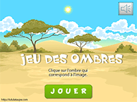 Jeu des ombres qui permet d'apprendre à reconnaître les animaux de la savane