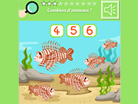 Compter le nombre d'animaux, jeu éducatif en ligne, maternelle