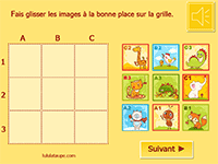 Repérage sur un quadrillage, enfants maternelle