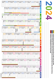 Calendrier 2024 ; 12 mois avec vacances scolaires
